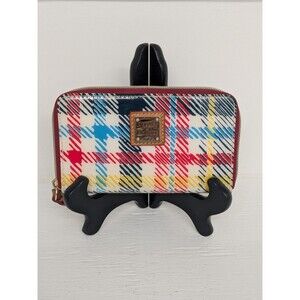 Dooney and Bourke Geometric Multi Color Zip Around Wallet Zip Pocket Credit Card